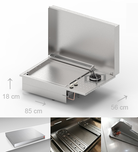 Caractéristiques de la Plancha gaz inox Planet Oasi 55