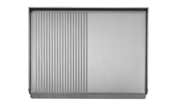 Double plaque de cuisson lisse rainurée Plancha Oasi 55 inox gaz encastrable Feu Dual