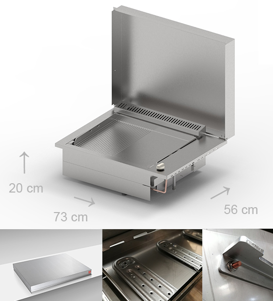 Caractéristiques de la Plancha gaz inox Planet Oasi 55