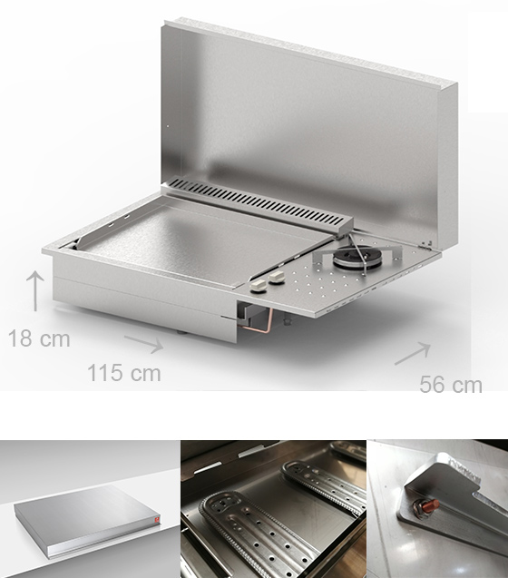 Caractéristiques de la Plancha gaz inox Planet Oasi 80 Fdual