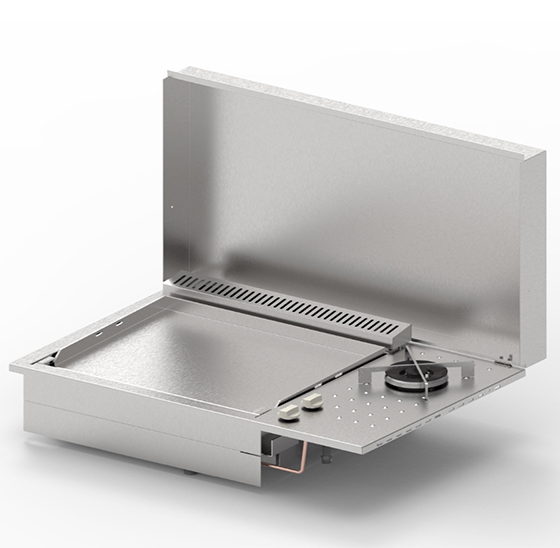 Plancha inox gaz encastrable Oasi 80 avec réchaud de Planet