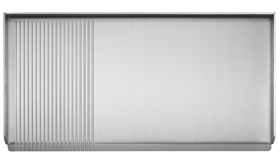 Double plaque de cuisson en inox avec partie lisse et rainurée Plancha Planet Oasi 80 Fdual