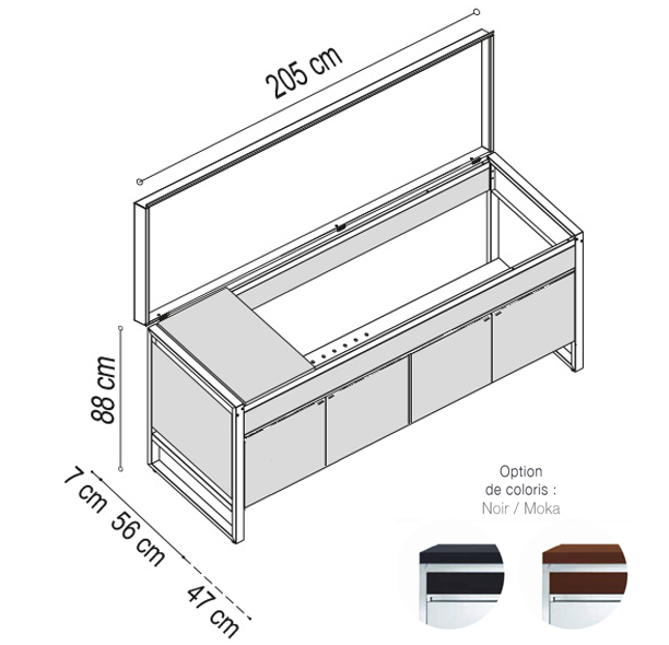 Schéma et dimensions de la table Oasi 55 Planet