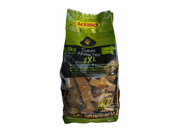 Sachet de 120 cubes d'allumes-feux naturels Pyrofeu pour barbecue et cheminée