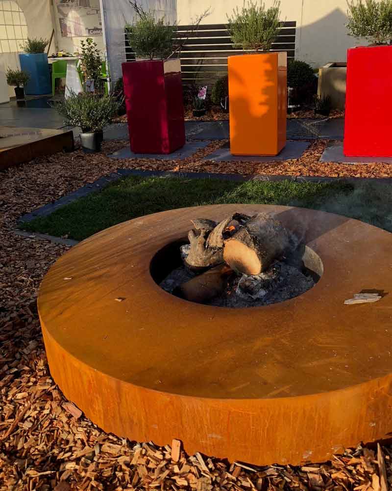 Brasero en acier corten rond table de feu