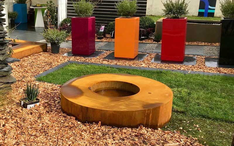 brasero corten table de feu ronde