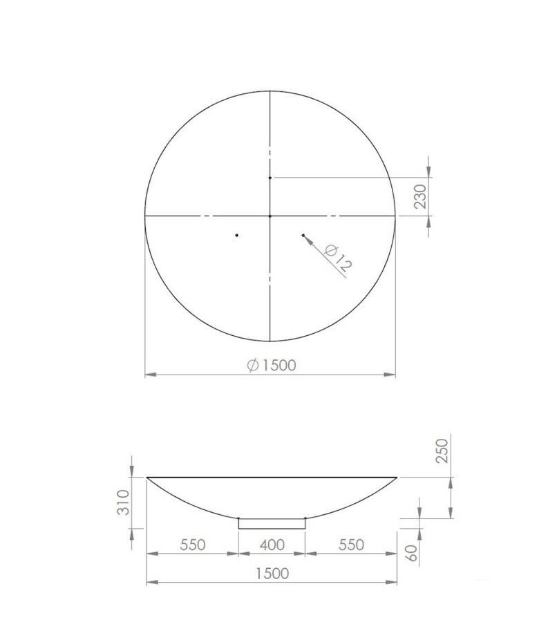 caracteristiques techniques brasero corten 150 cm