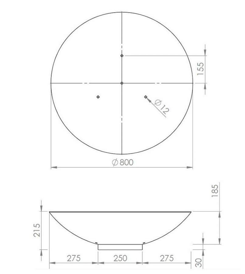 caracteristiques techniques brasero corten 60 cm