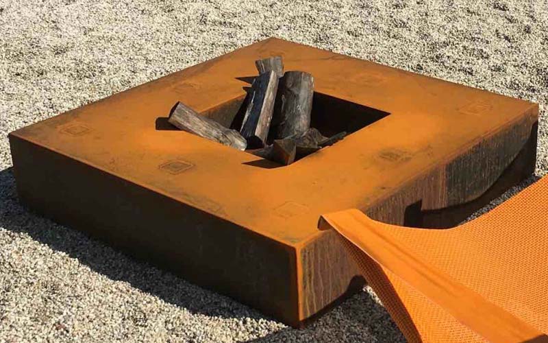 brasero corten zoom sur rouille