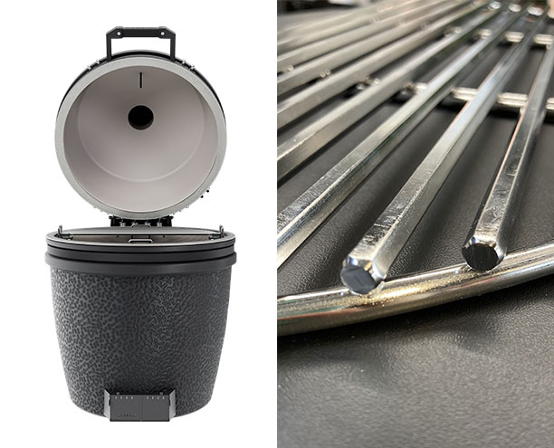 Vue de face sur le kamado Pro Large Solo graphite