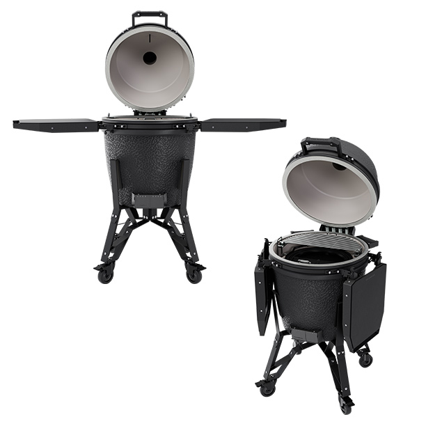 Vue sur le barbecue kamado Pro Large Complete graphite de The bastard