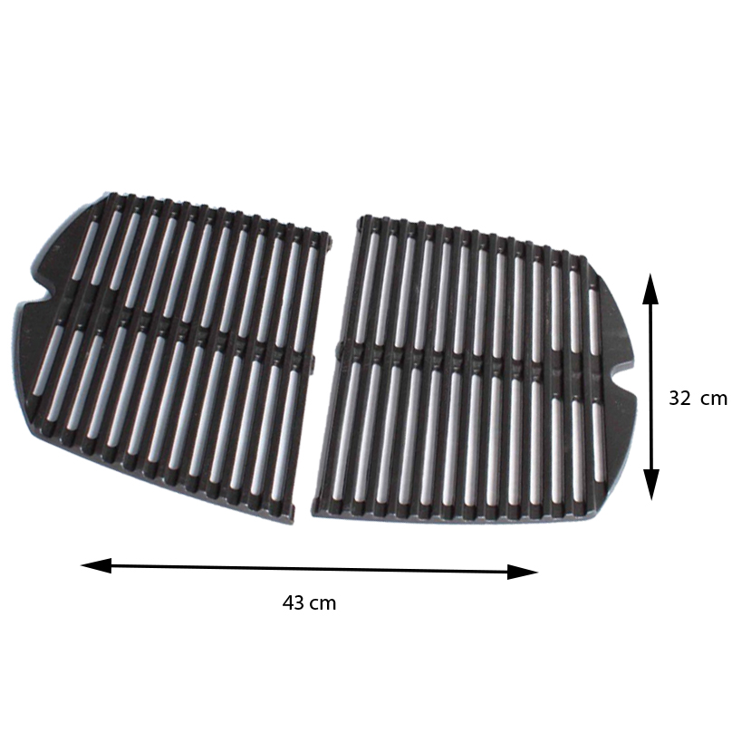 Dimensions de la grille de cuisson en fonte émaillée pour barbecue électrique Q1400 et Q140 Weber