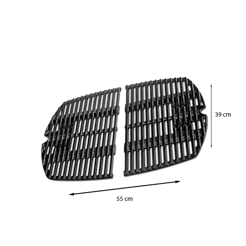 Dimensions de la grille de cuisson en fonte émaillée pour barbecue à gaz Q200-Q2000 Weber