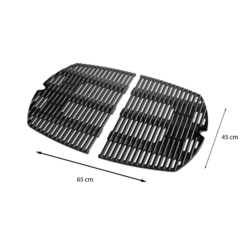 Dimensions de la grille de cuisson en fonte émaillée pour barbecue à gaz Q300-Q3000 Weber