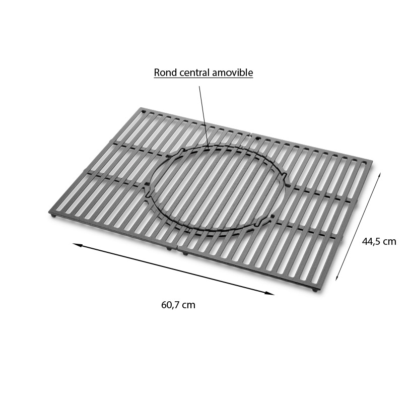 Dimensions et compatibilité de la grille Gourmet en fonte pour Spirit 300 Weber