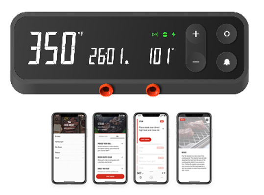 Zoom sur le thermomètre Weber Connect et l'application