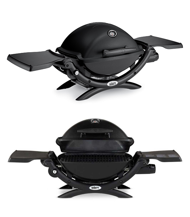 Barbecue gaz Weber Q1200 ouvert et fermé