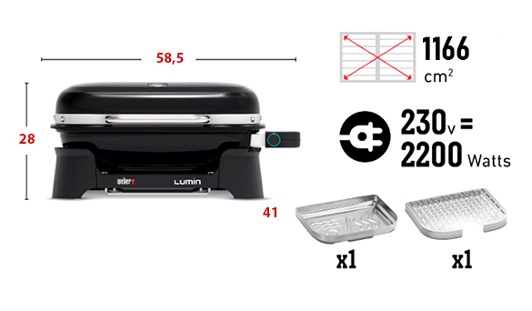 Caractéristiques du barbecue électrique Weber Lumin Compact