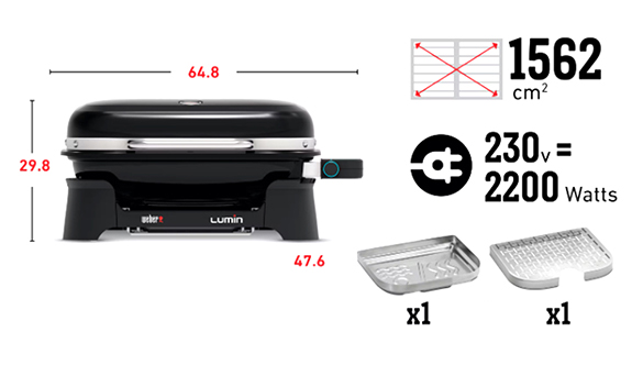 Caractéristiques du barbecue électrique Weber Lumin