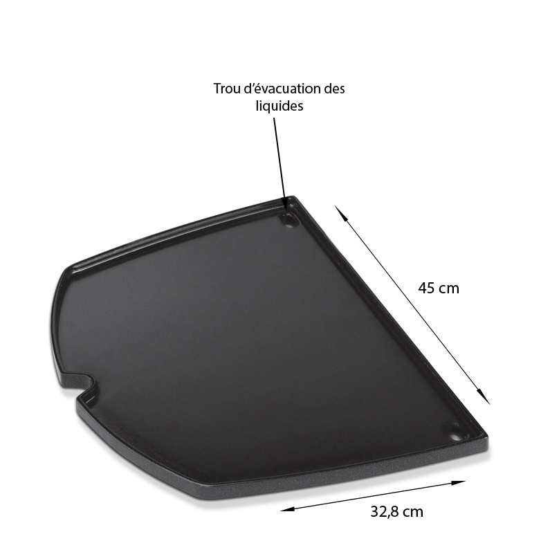 Caractéristiques et dimensions de la plancha en fonte pour barbecue à gaz Weber Q3000 et Q300