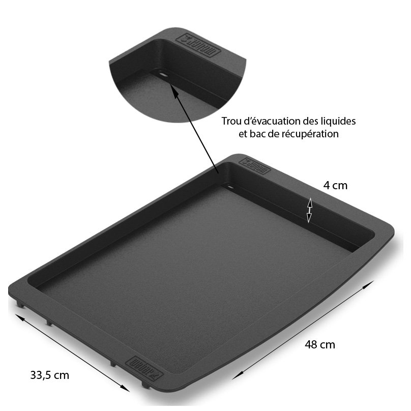 Caractéristiques et dimensions de la plancha en fonte émaillée pour Genesis II 4 et 6 brûleurs barbecue à gaz