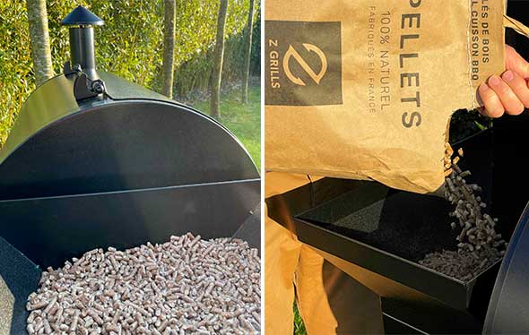 Trémie avec pellets de bois dans le Z Grills 700 Series PRO